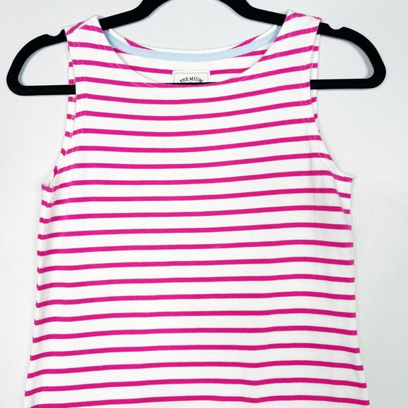 Joules 4 Bright Pink White Stripe Riva Sleeveless Cotton Dress Summer Casual - Picture 3 of 10